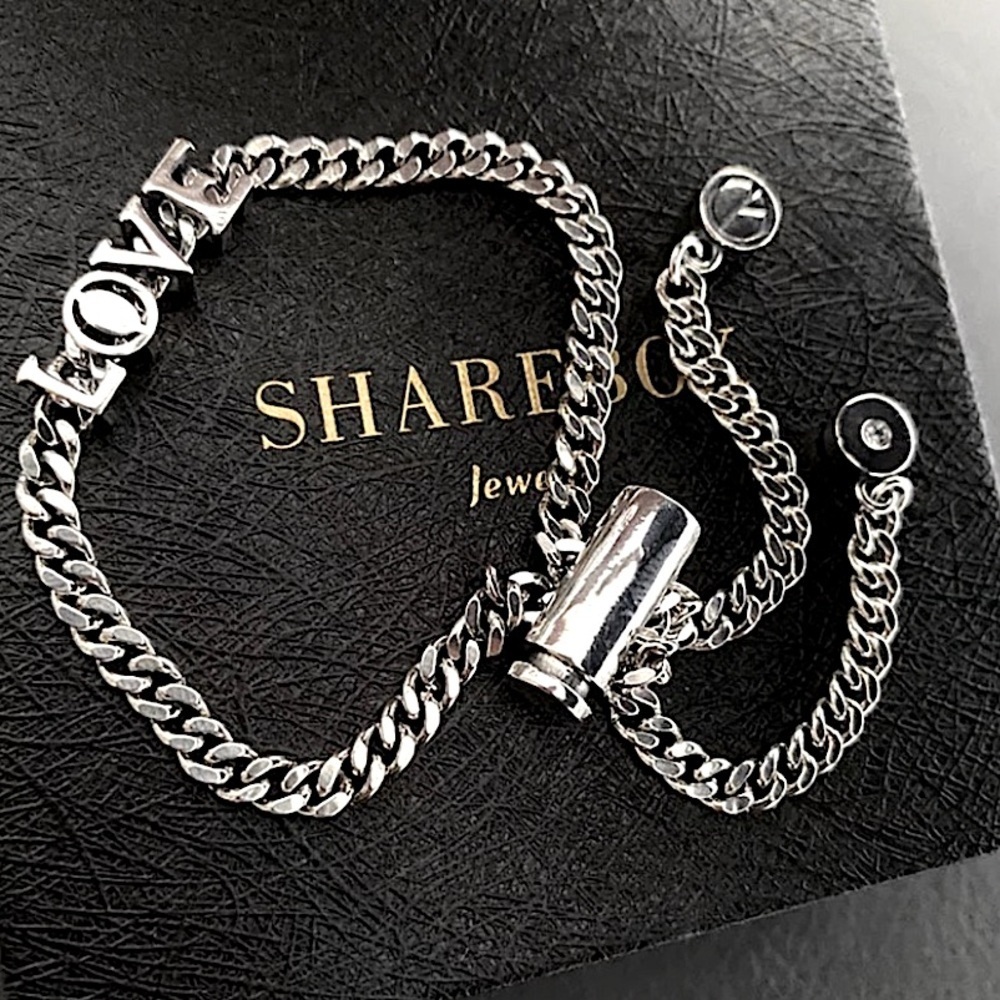 Sterling Silver Love Tassel Adjustable Bracelet